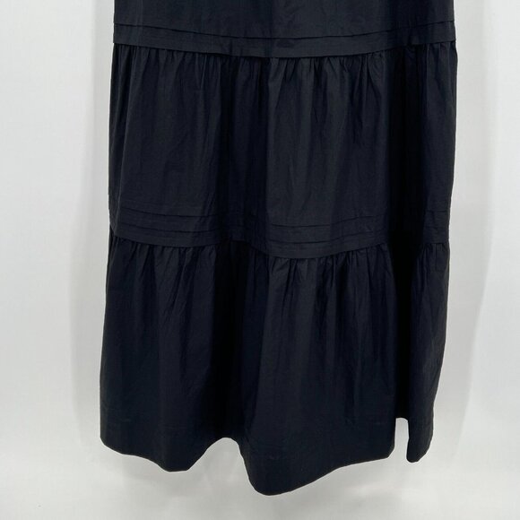 Quince Black Organic Cotton Tiered Maxi Dress sz S Women's Pockets Poplin Fabric - Picture 5 of 7
